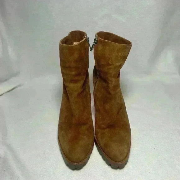 The KOOPLES 40 Sz 9.5 Suede Tan Boots Heeled Platform Made In Portugal - Picture 2 of 10